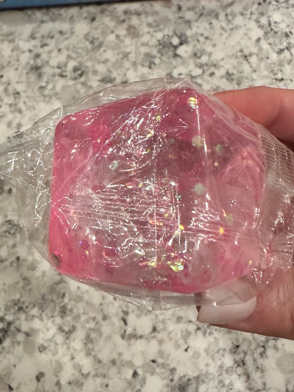Pink Glitter Squishy Cube Toy - Picture 2 of 5